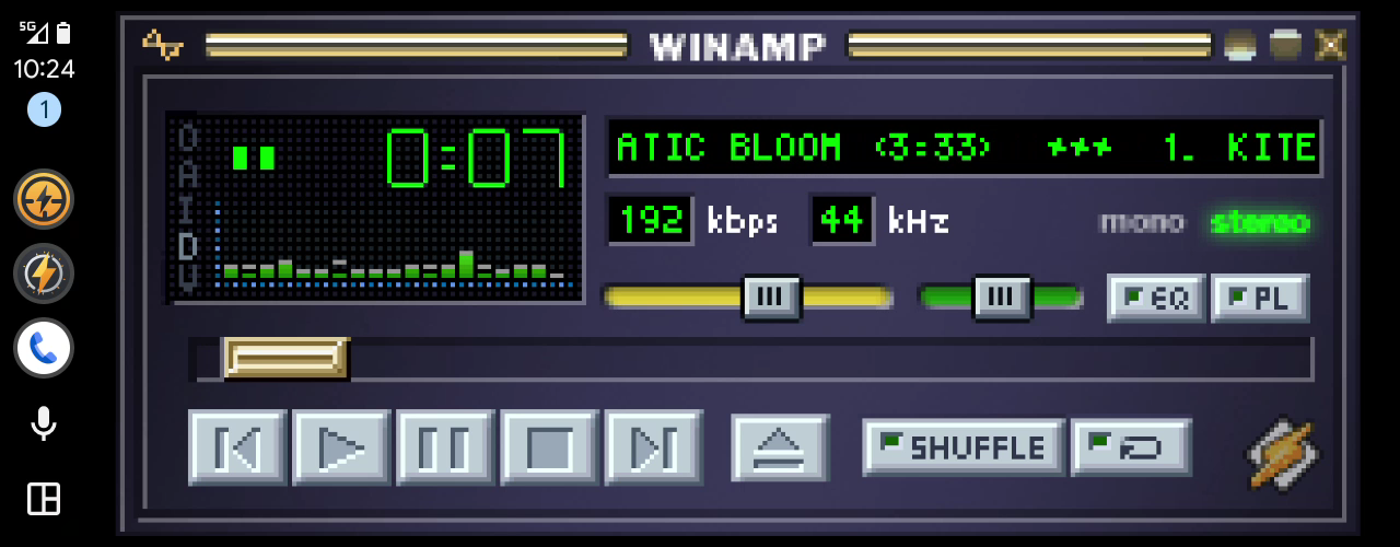 Andamp&rsquo;s main window filling an Android Auto screen