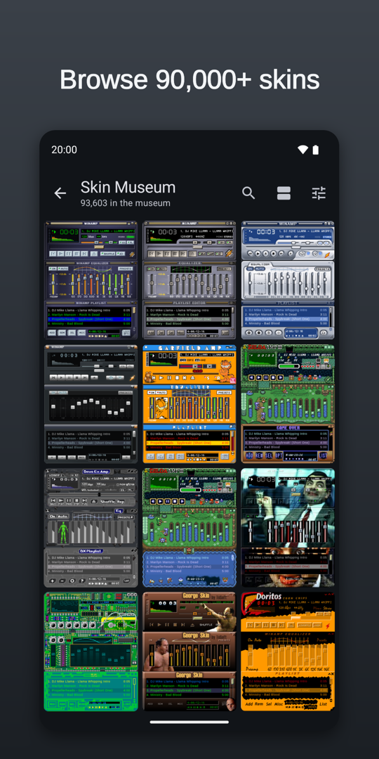 The Skin Museum browser inside Andamp